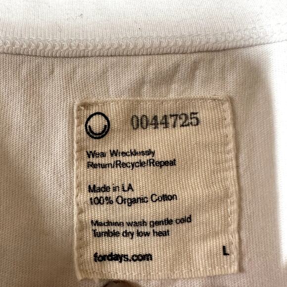 For Days Short Sleeve Shirt Crewneck 100% Cotton Embroidered Casual White Large - Picture 3 of 4